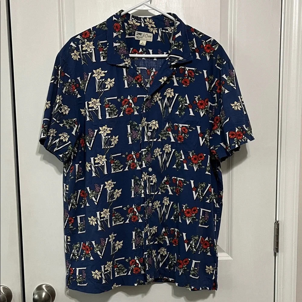 J. Crew Hawaiian Shirt Tropical Floral Print Large